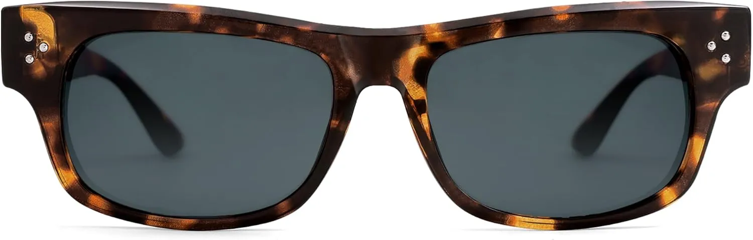 SOJOS Retro Rectangle Polarized Sunglasses for Women Men Vintage Shades UV400 Protection Sunnies SJ2338