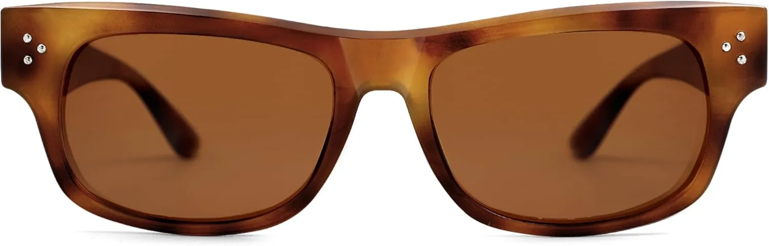 SOJOS Retro Rectangle Polarized Sunglasses for Women Men Vintage Shades UV400 Protection Sunnies SJ2338