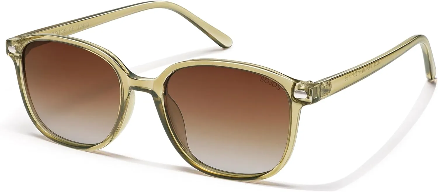 SOJOS Retro Square Polarized Sunglasses for Women Men Trendy Classic UV Protection Unisex Sunnies SJ2171