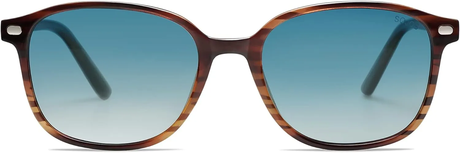 SOJOS Retro Square Polarized Sunglasses for Women Men Trendy Classic UV Protection Unisex Sunnies SJ2171