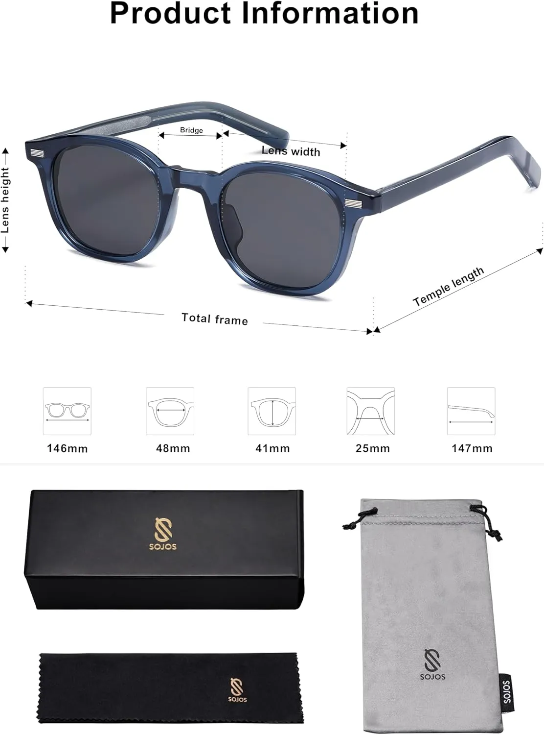 SOJOS Retro Square Sunglasses for Women Men Vintage Shades UV Protection Sunnies SJ2316