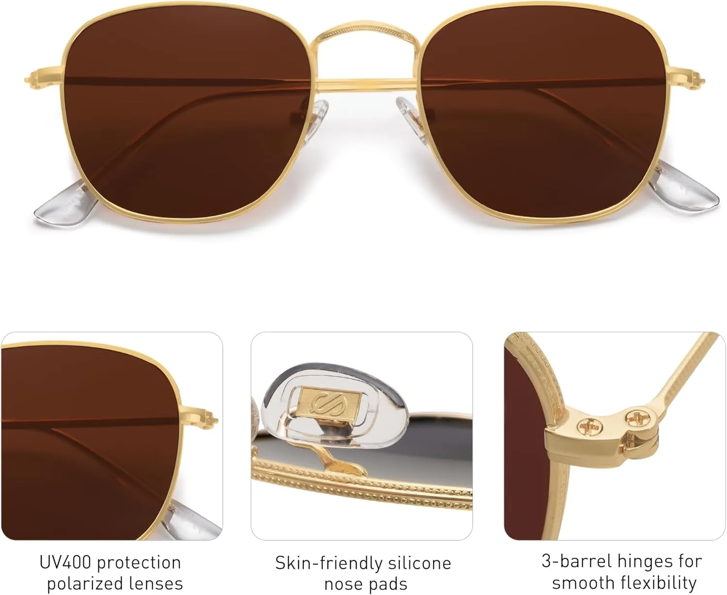 SOJOS Square Polarized Sunglasses for Men Women Classic Vintage Retro Style