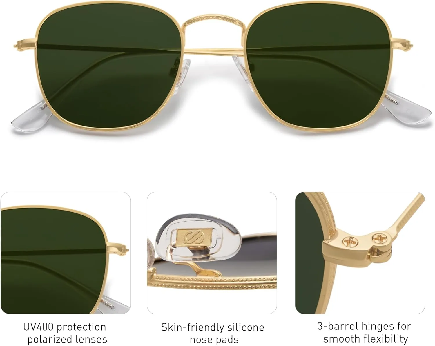SOJOS Square Polarized Sunglasses for Men Women Classic Vintage Retro Style