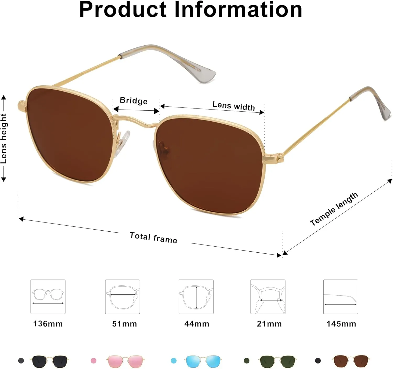 SOJOS Square Polarized Sunglasses for Men Women Classic Vintage Retro Style