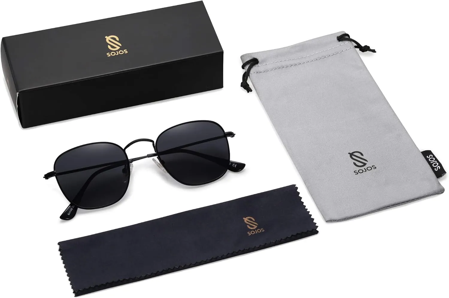 SOJOS Square Polarized Sunglasses for Men Women Classic Vintage Retro Style