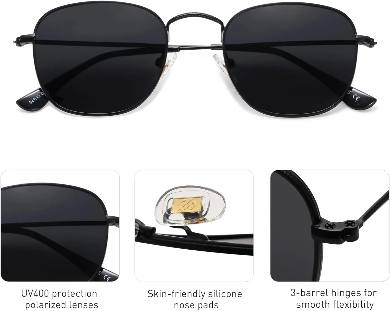 SOJOS Square Polarized Sunglasses for Men Women Classic Vintage Retro Style