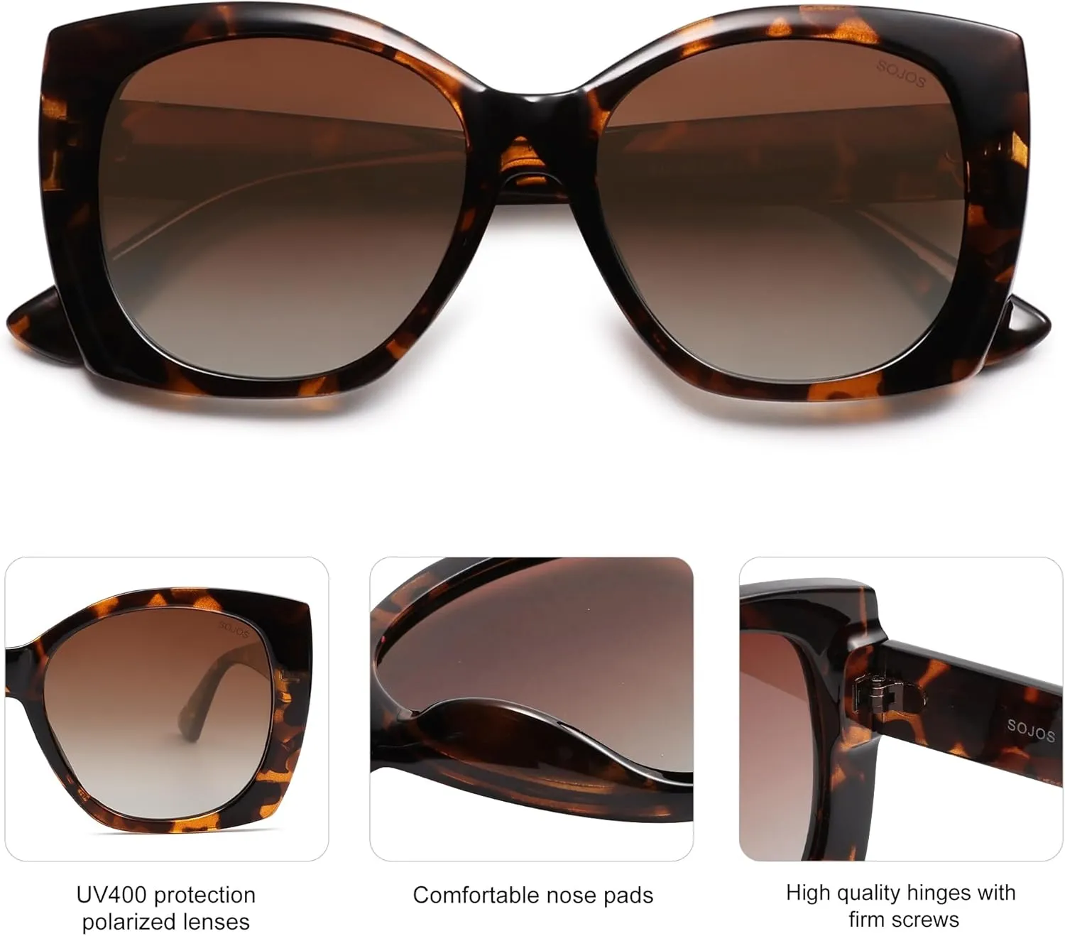 SOJOS Trendy Polarized Round Oversized Sunglasses Womens Square Women Sun Glasses SJ2340