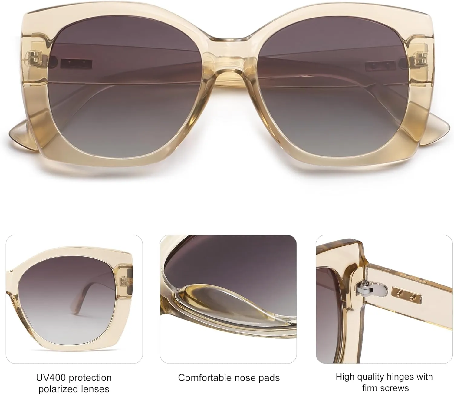 SOJOS Trendy Polarized Round Oversized Sunglasses Womens Square Women Sun Glasses SJ2340