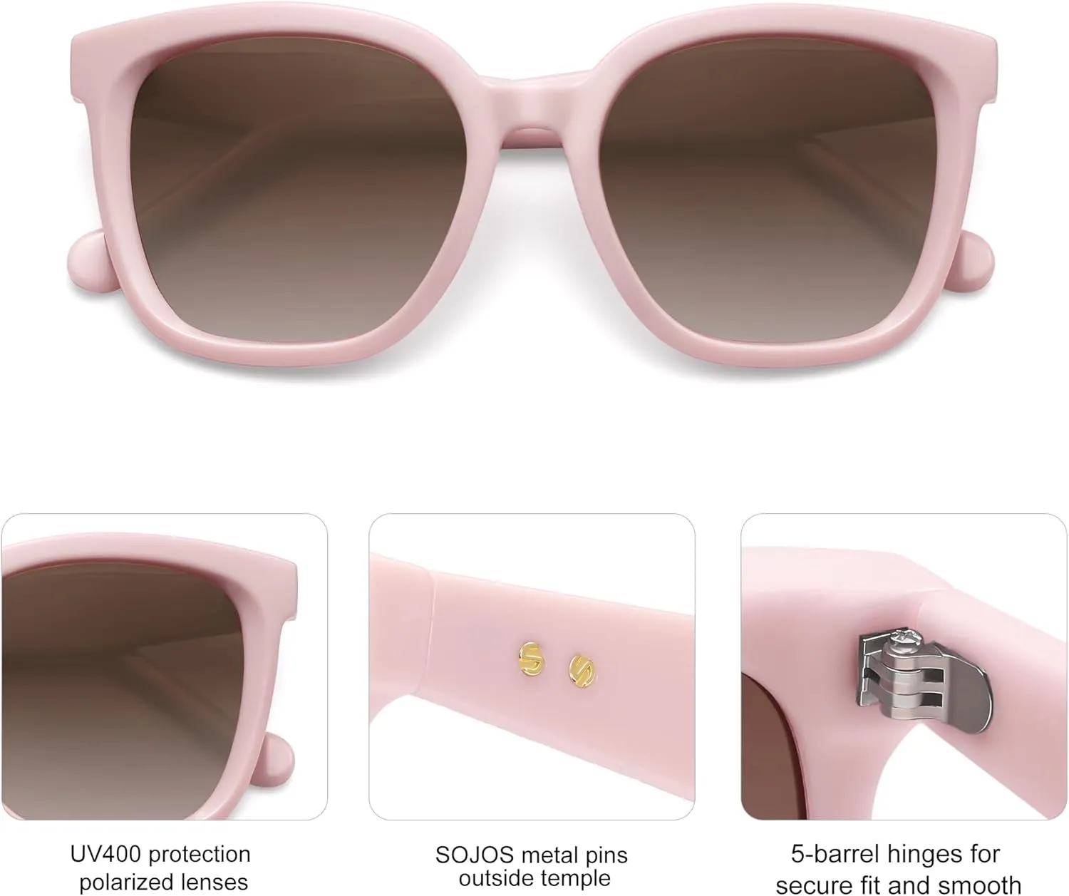 SOJOS Trendy Polarized Sunglasses for Women Classic Retro Square Womens Shade Sunnies SJ2333