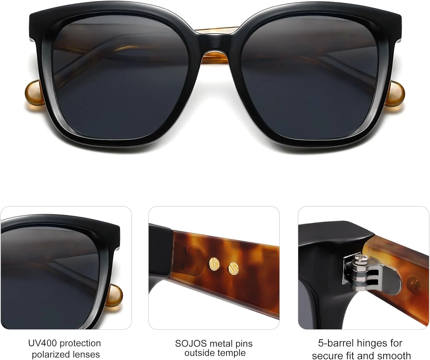 SOJOS Trendy Polarized Sunglasses for Women Classic Retro Square Womens Shade Sunnies SJ2333