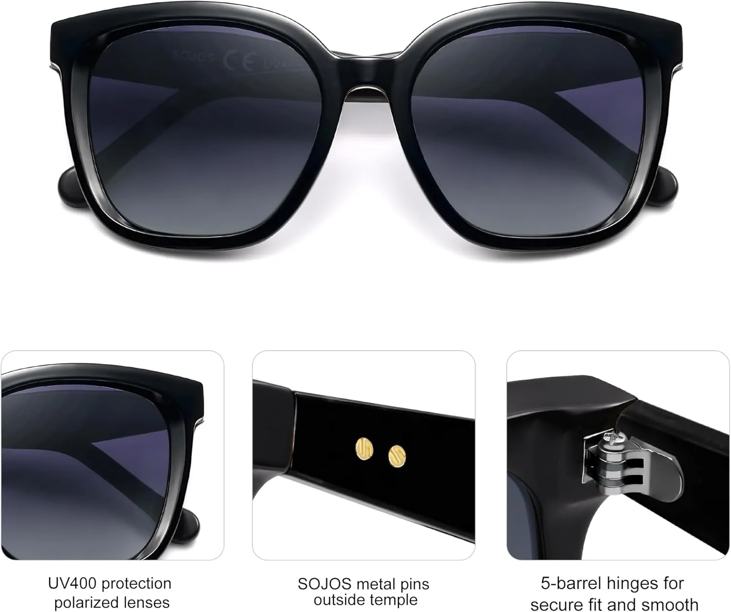 SOJOS Trendy Polarized Sunglasses for Women Classic Retro Square Womens Shade Sunnies SJ2333