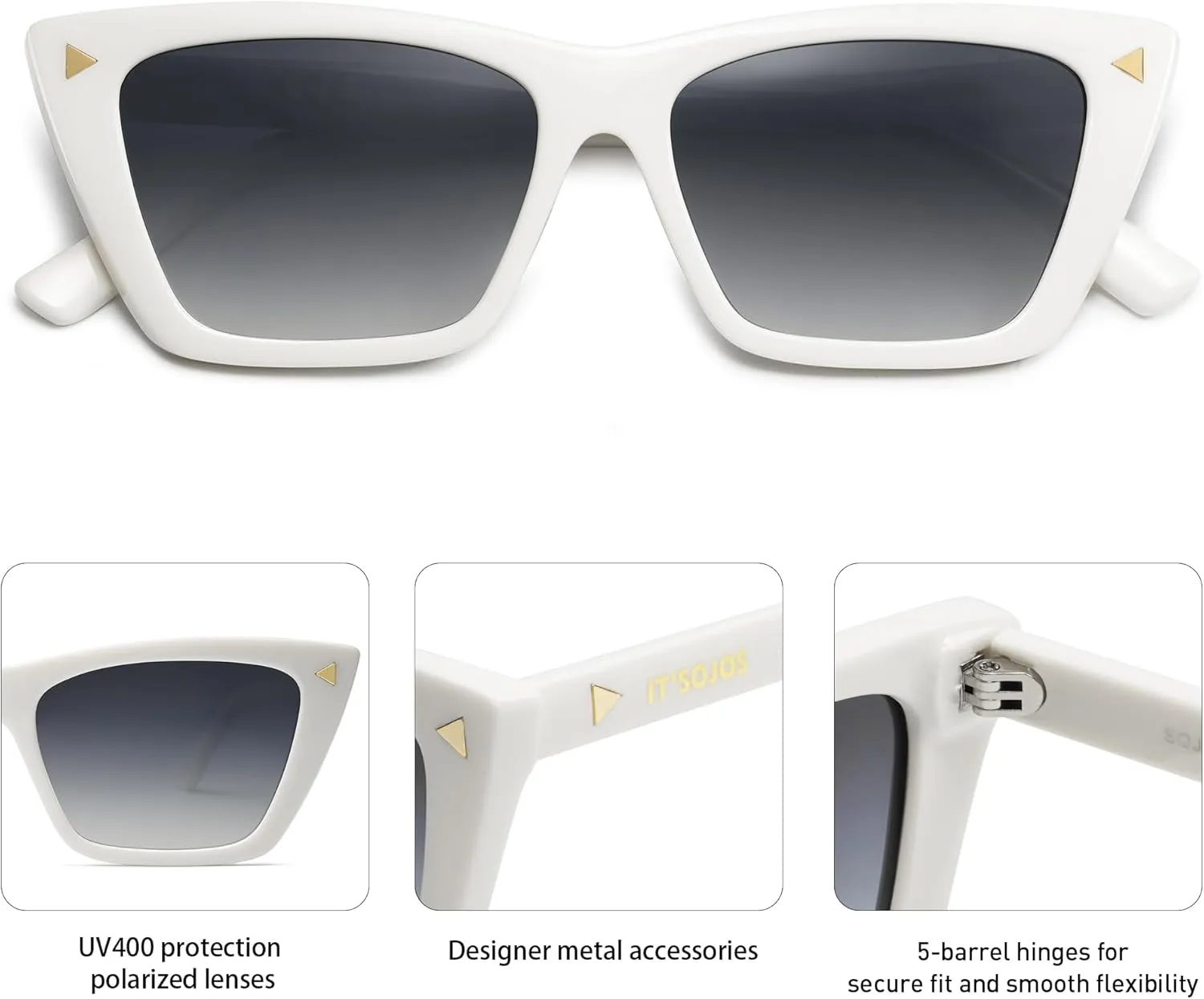 SOJOS Trendy Sunglasses Womens Cute Cat Eye Polarized Square Women Designer Shades SJ2297