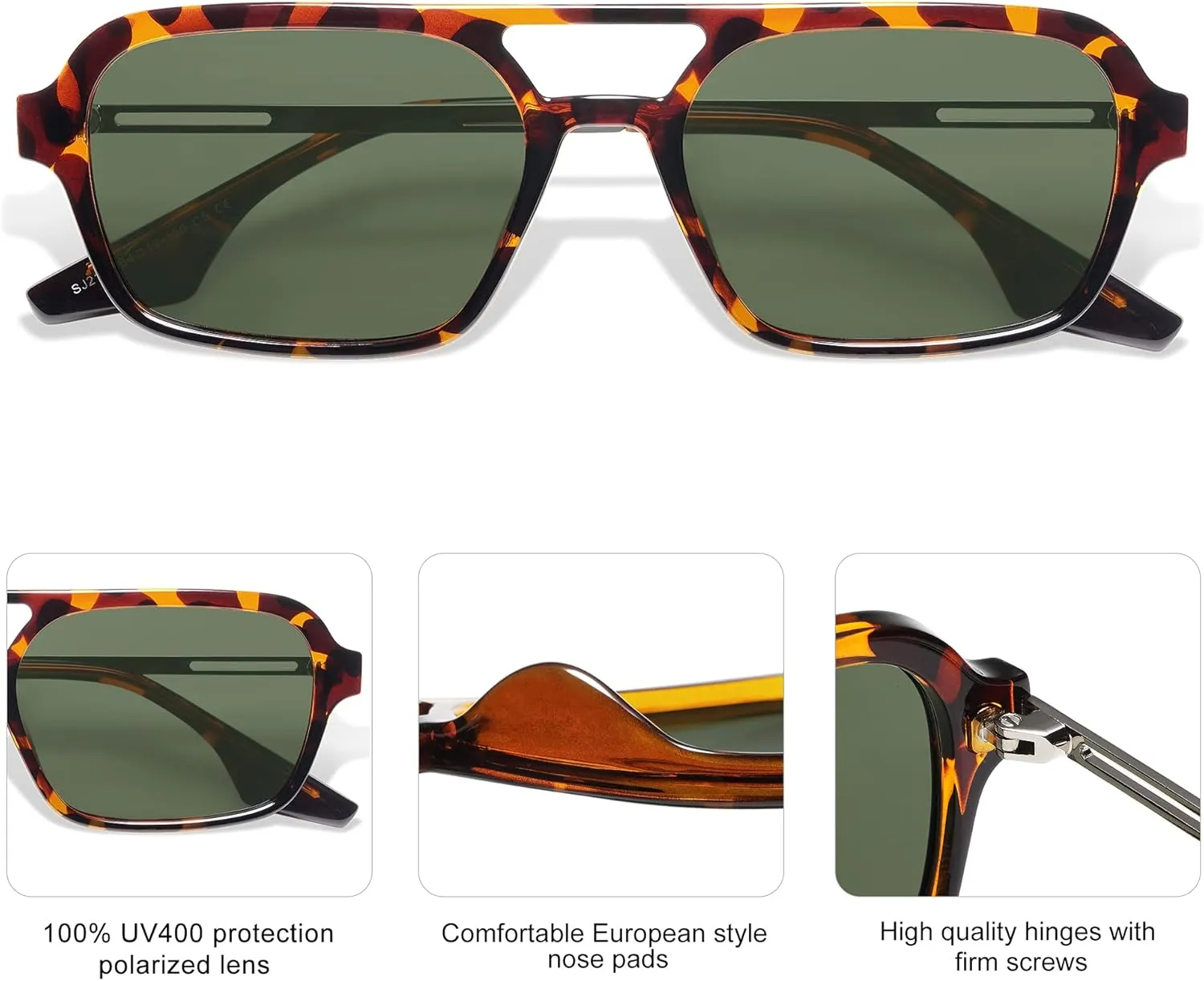 SOJOS Vintage Polarized Aviator Sunglasses for Women Men 70s Retro Flat Narrow Rectangular Womens Glasses SJ2186