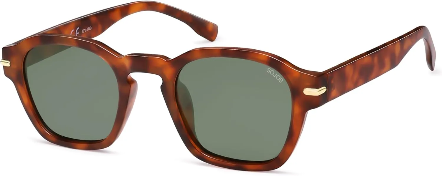 SOJOS Vintage Retro Square Polarized Sunglasses Men Trendy Womens Sun Glasses SJ2382