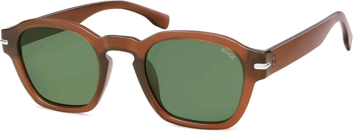 SOJOS Vintage Retro Square Polarized Sunglasses Men Trendy Womens Sun Glasses SJ2382