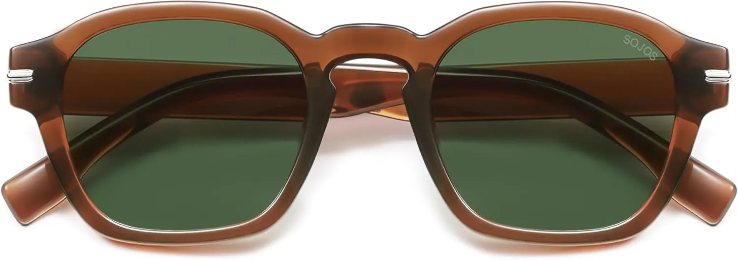 SOJOS Vintage Retro Square Polarized Sunglasses Men Trendy Womens Sun Glasses SJ2382
