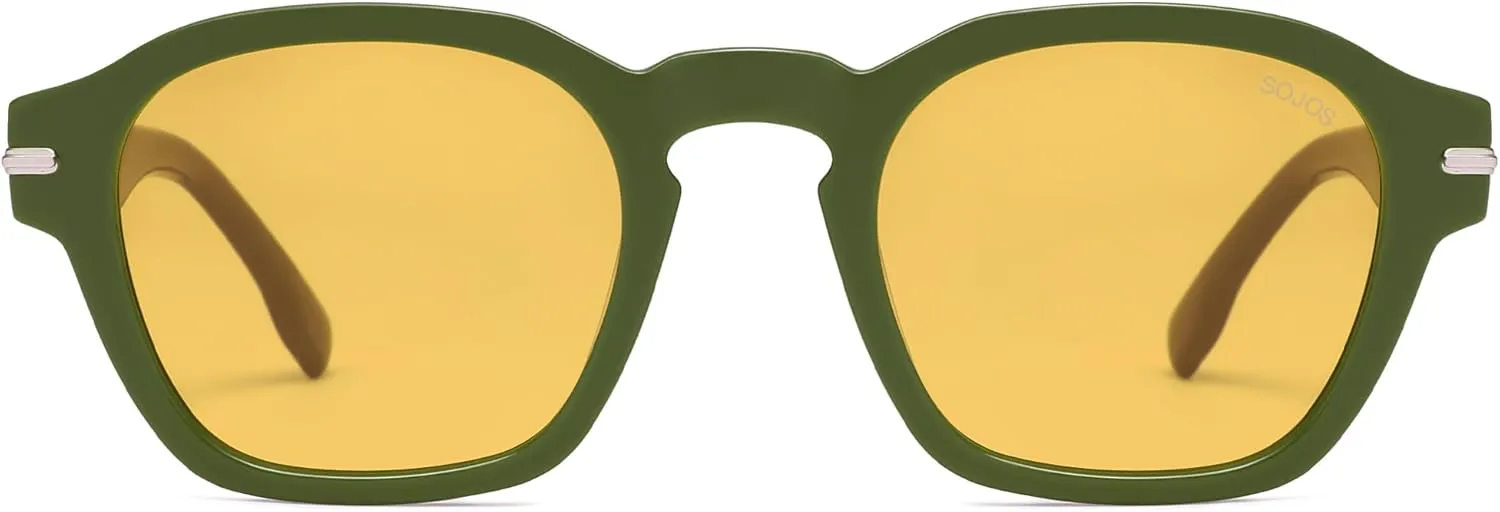 SOJOS Vintage Retro Square Polarized Sunglasses Men Trendy Womens Sun Glasses SJ2382