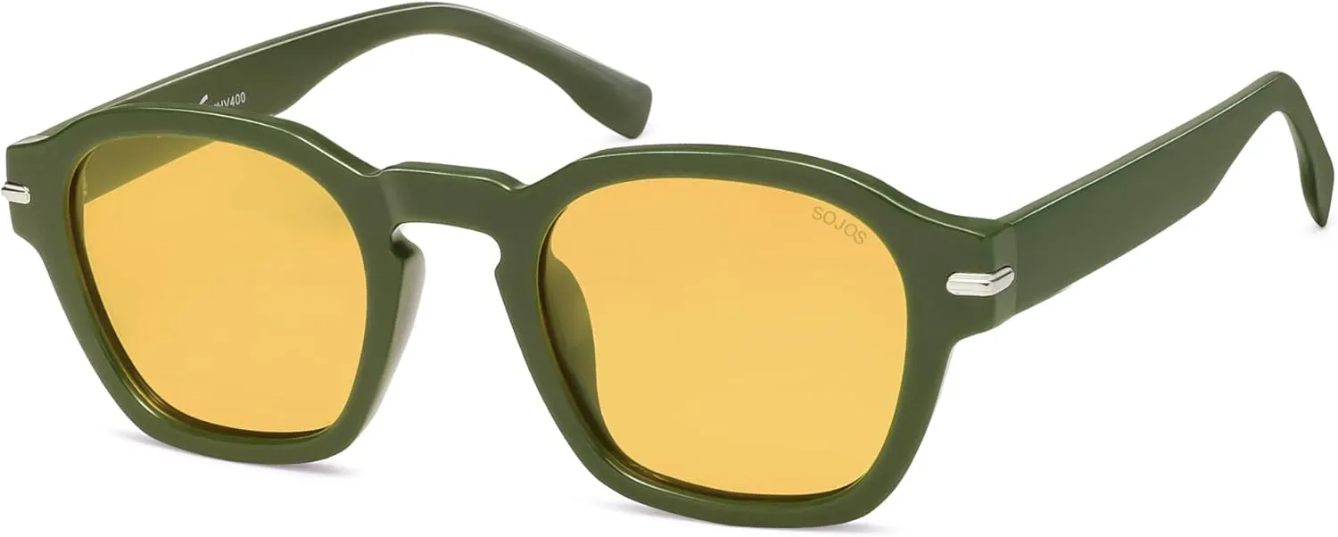 SOJOS Vintage Retro Square Polarized Sunglasses Men Trendy Womens Sun Glasses SJ2382