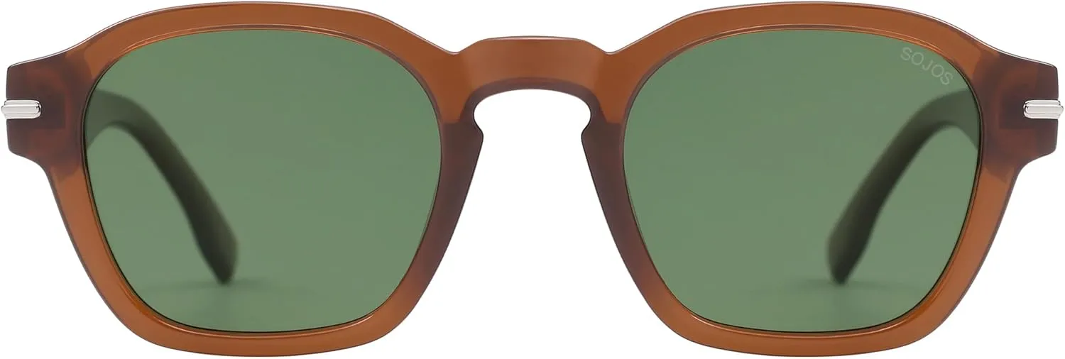 SOJOS Vintage Retro Square Polarized Sunglasses Men Trendy Womens Sun Glasses SJ2382