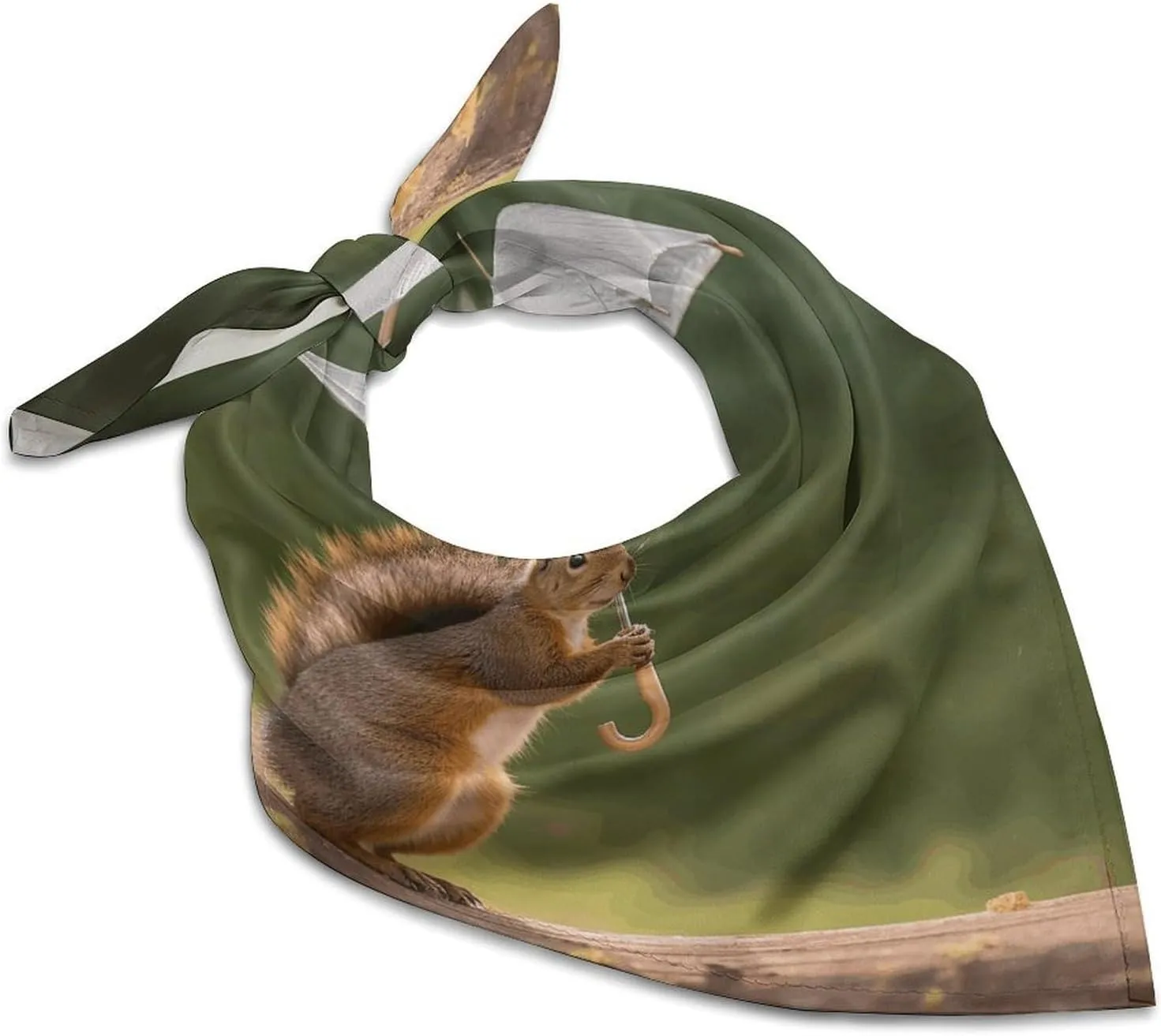 Squirrel Hold A Umbrellas 25" Square Head Scarf Lightweight Silk Scarf for Women Soft Satin Head Scarves Large Neckerchief Fashion Bandanas Silk Headband Neck Satin Scarfs for Bag Hair Scarves Gift