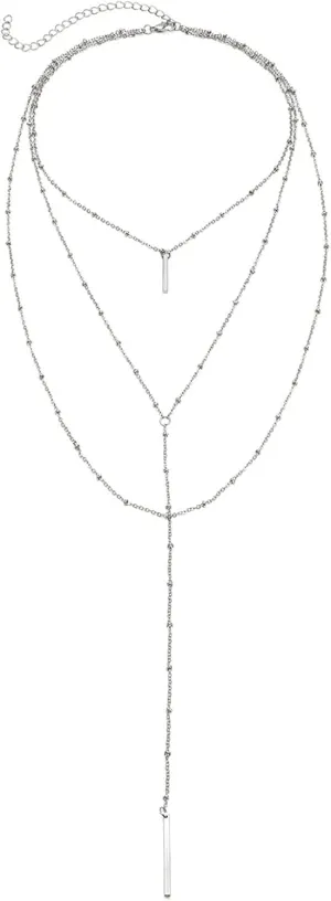 Stacked Layered Necklaces, Chain Necklaces for Women 3 Layer Silver Lobster Claw Multilayer Chain Design Birthday Jewlery for Girls