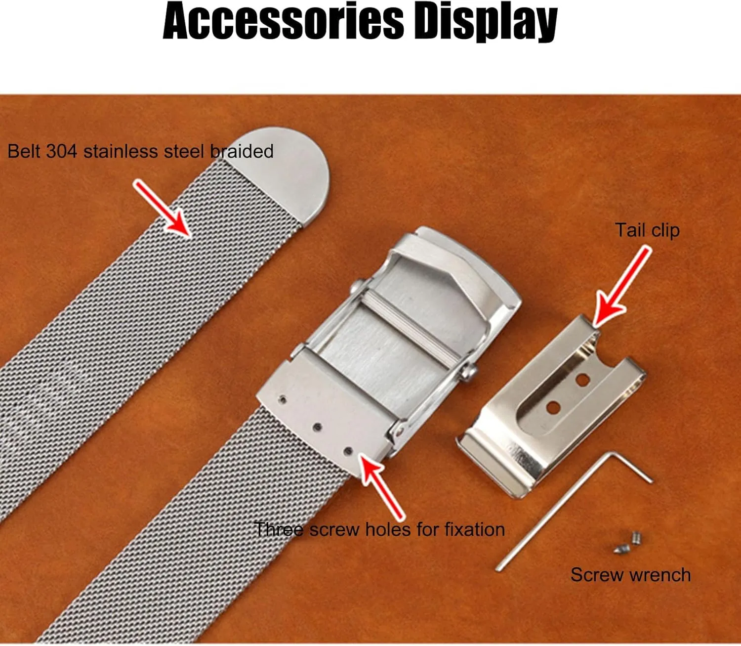 Stainless Steel Belt Men, Not Leather Metal Braided Belts for Men Automatic Buckle with Animal Engravings