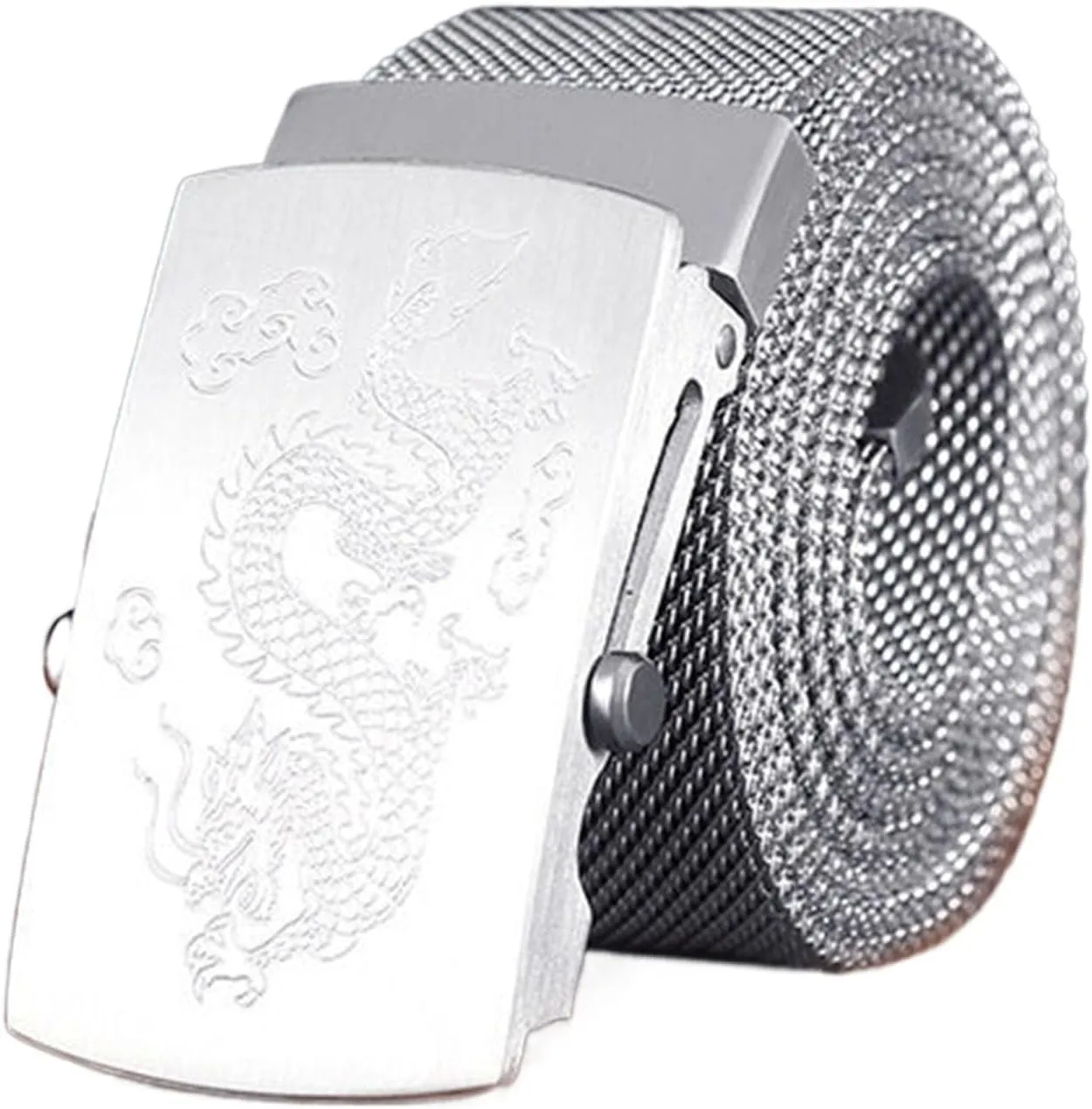 Stainless Steel Belt Men, Not Leather Metal Braided Belts for Men Automatic Buckle with Animal Engravings