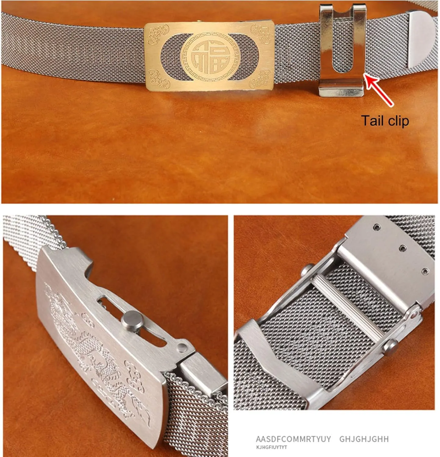 Stainless Steel Belt Men, Not Leather Metal Braided Belts for Men Automatic Buckle with Animal Engravings