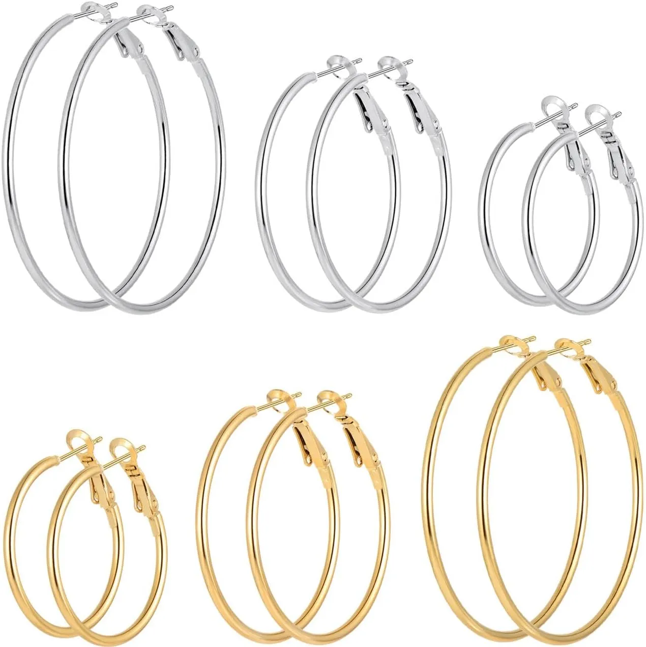 Stainless Steel gold silver Plated Hoop Earrings for Women, Hypoallergenic Hoops Huggie Earrings Cartilage Small CZ Ball Studs Loop Earrings Set