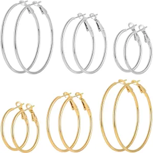 Stainless Steel gold silver Plated Hoop Earrings for Women, Hypoallergenic Hoops Huggie Earrings Cartilage Small CZ Ball Studs Loop Earrings Set