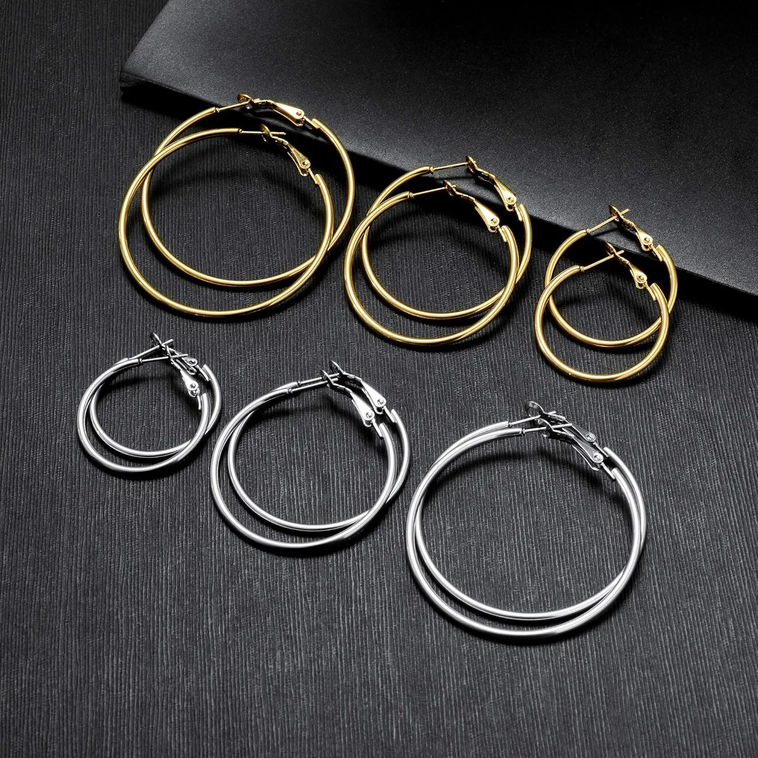 Stainless Steel gold silver Plated Hoop Earrings for Women, Hypoallergenic Hoops Huggie Earrings Cartilage Small CZ Ball Studs Loop Earrings Set