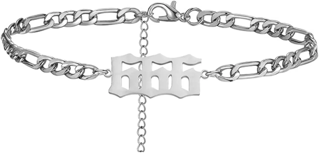 Stainless Steel Plated Angel Number Charm Bracelets Anklets for Women Numerology Jewelry