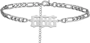 Stainless Steel Plated Angel Number Charm Bracelets Anklets for Women Numerology Jewelry