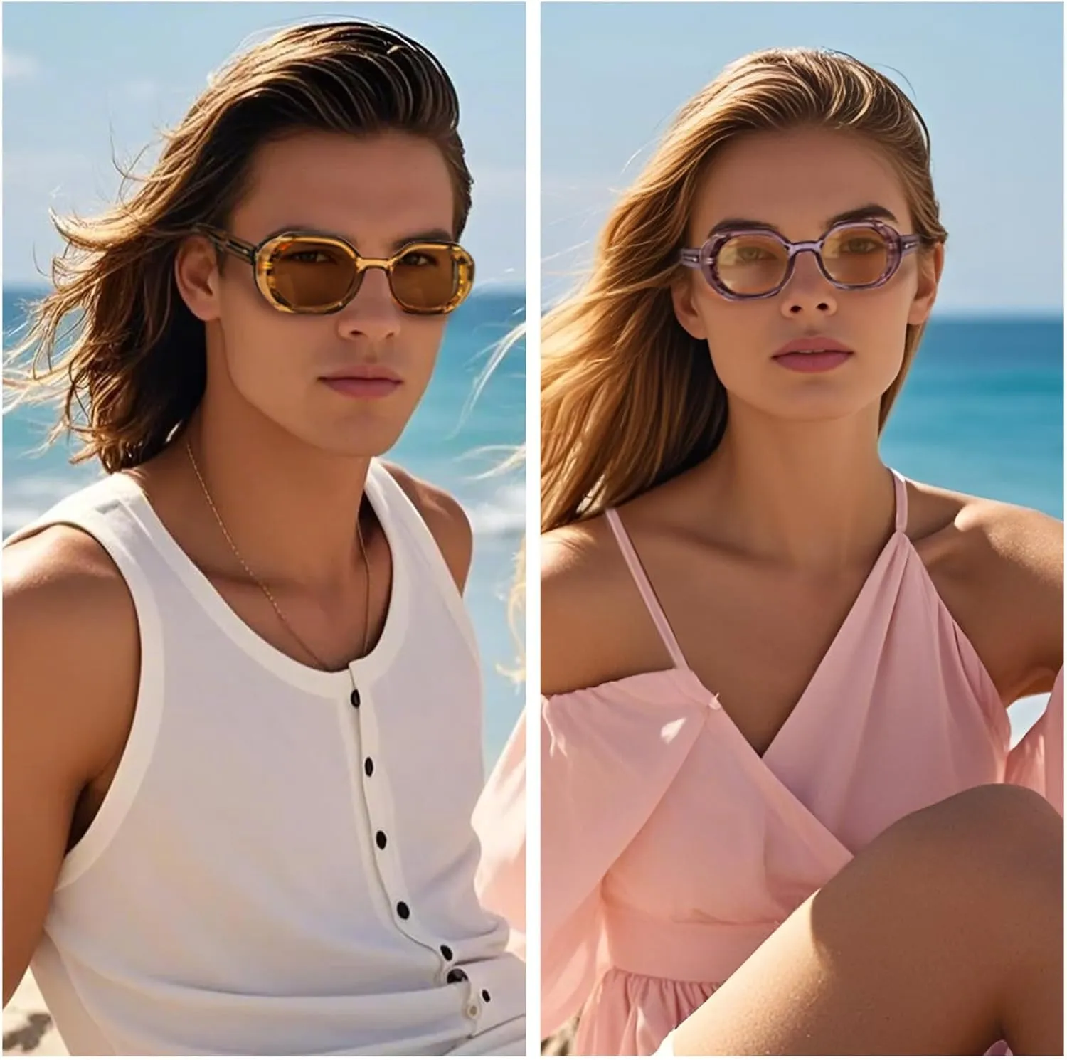 Stylish Aviator Sunglasses for Women Men,Retro Womens Mens Sun Glasses Trendy Rectangle