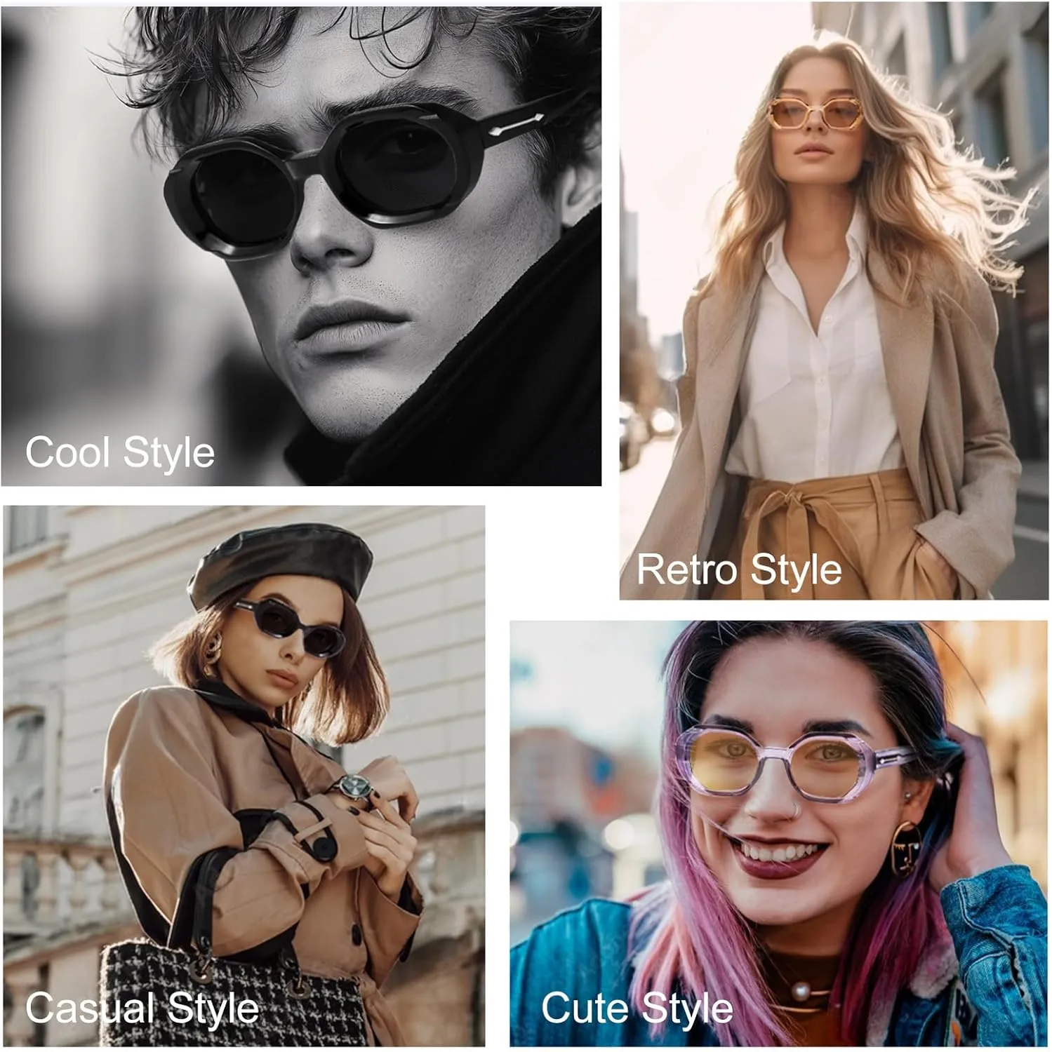 Stylish Aviator Sunglasses for Women Men,Retro Womens Mens Sun Glasses Trendy Rectangle