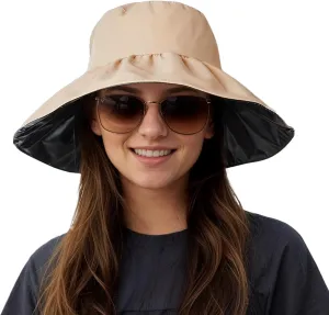 Sun Hat for Women Men Summer Wide Brim UPF 50  Foldable Bucket Hats for Hiking Fishing Beach Apricot