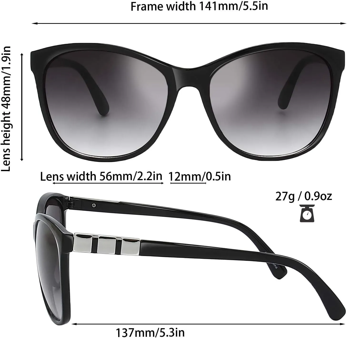 The Fresh Women's Oversized Square Jackie O Cat Eye Hybrid Butterfly Fashion Sunglasses - Exquisite Packaging