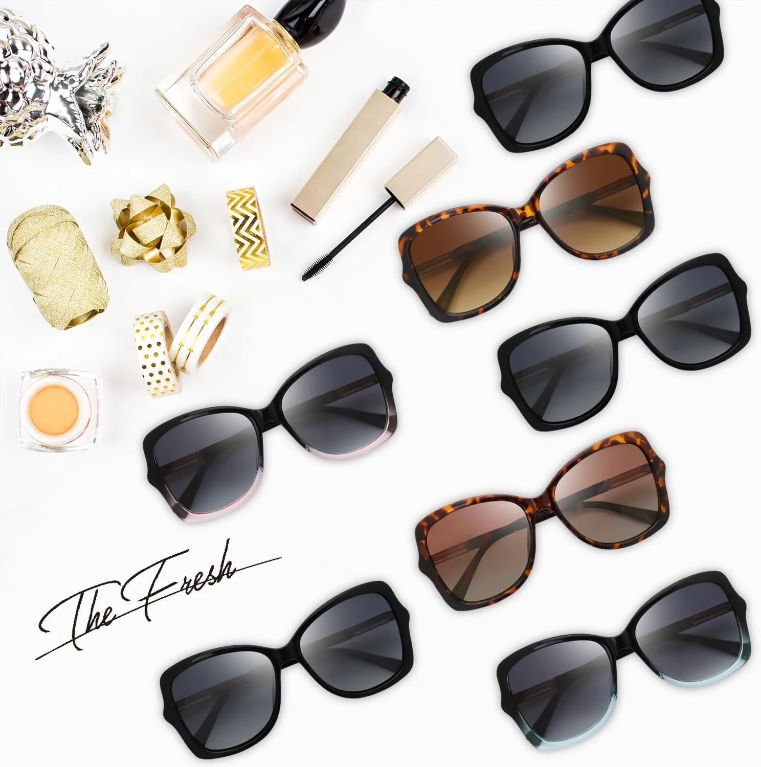 The Fresh Women's Oversized Square Jackie O Cat Eye Hybrid Butterfly Fashion Sunglasses - Exquisite Packaging