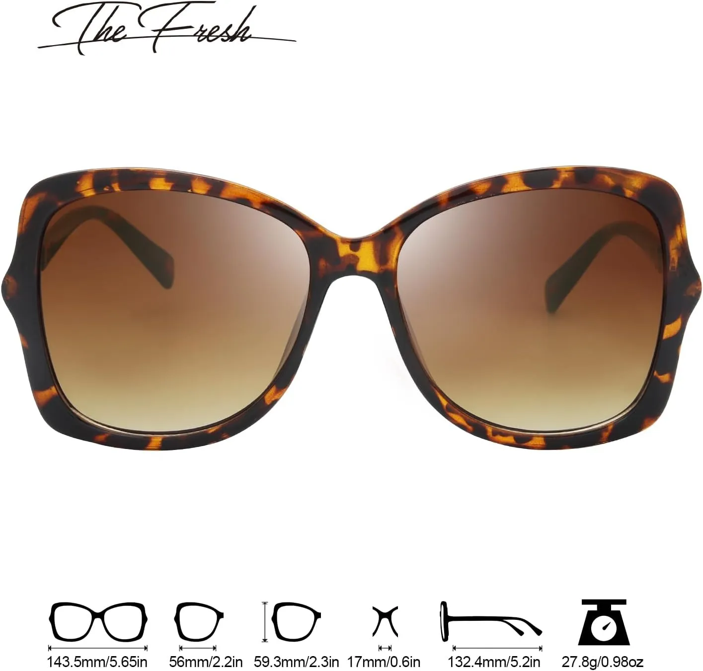 The Fresh Women's Oversized Square Jackie O Cat Eye Hybrid Butterfly Fashion Sunglasses - Exquisite Packaging