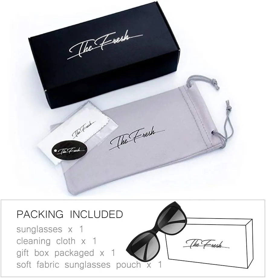 The Fresh Women's Oversized Square Jackie O Cat Eye Hybrid Butterfly Fashion Sunglasses - Exquisite Packaging