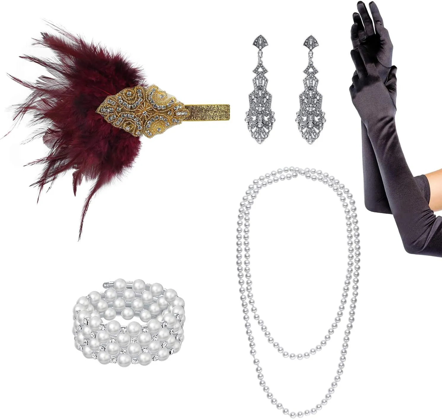 The Great Gatsby 1920s Flapper Headband, Roaring 20s Headpieces Costume Accessories for Women
