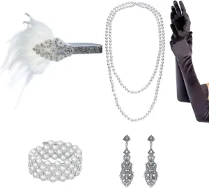 The Great Gatsby 1920s Flapper Headband, Roaring 20s Headpieces Costume Accessories for Women