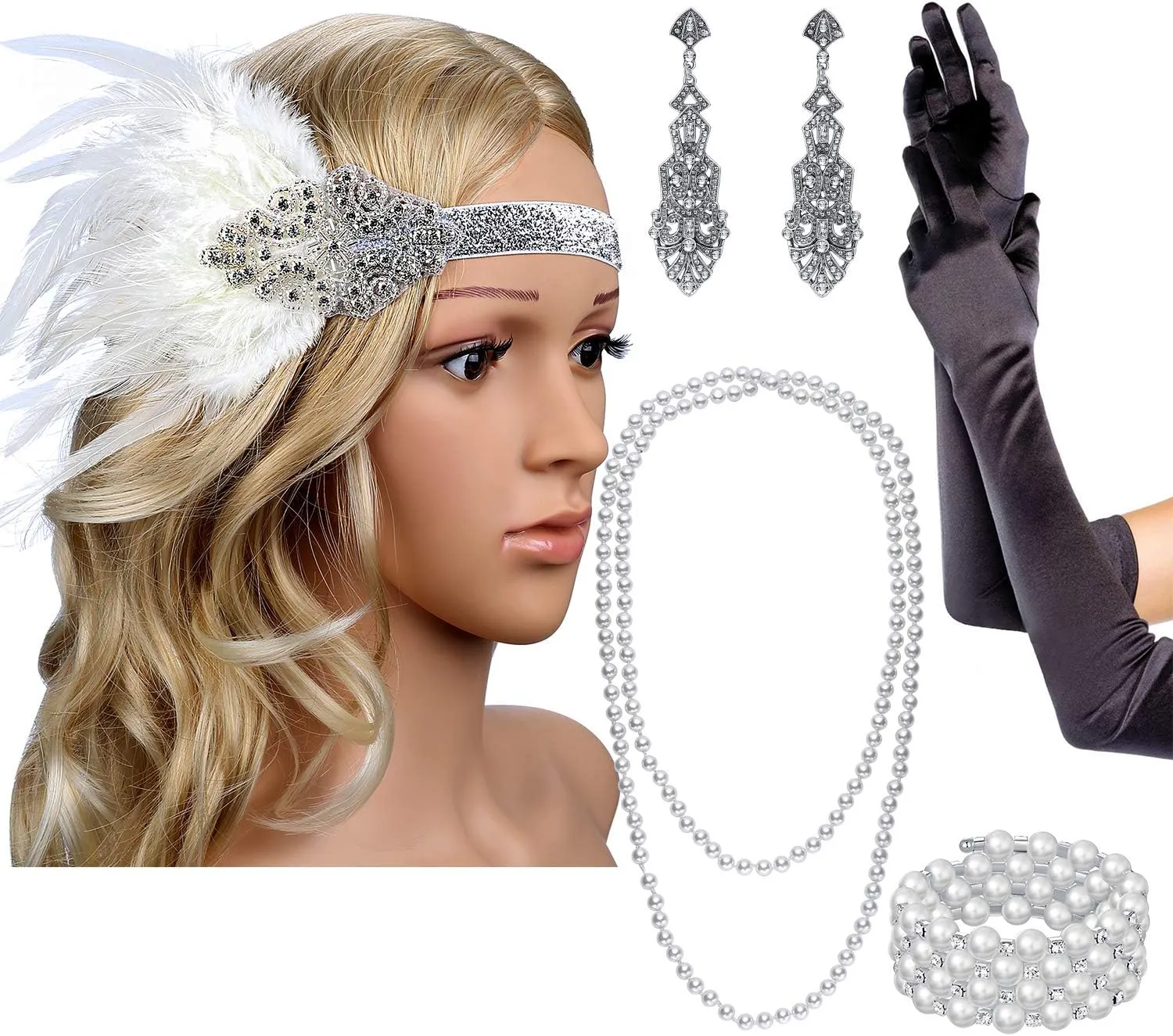 The Great Gatsby 1920s Flapper Headband, Roaring 20s Headpieces Costume Accessories for Women