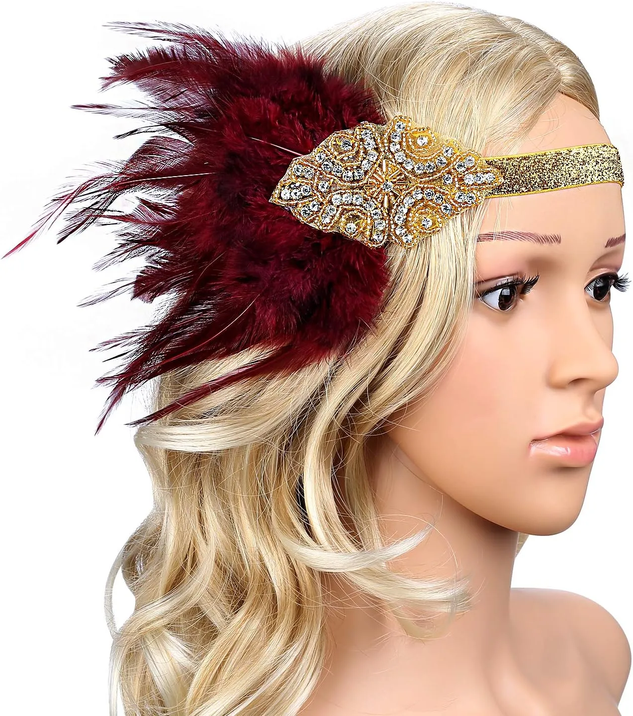 The Great Gatsby 1920s Flapper Headband, Roaring 20s Headpieces Costume Accessories for Women