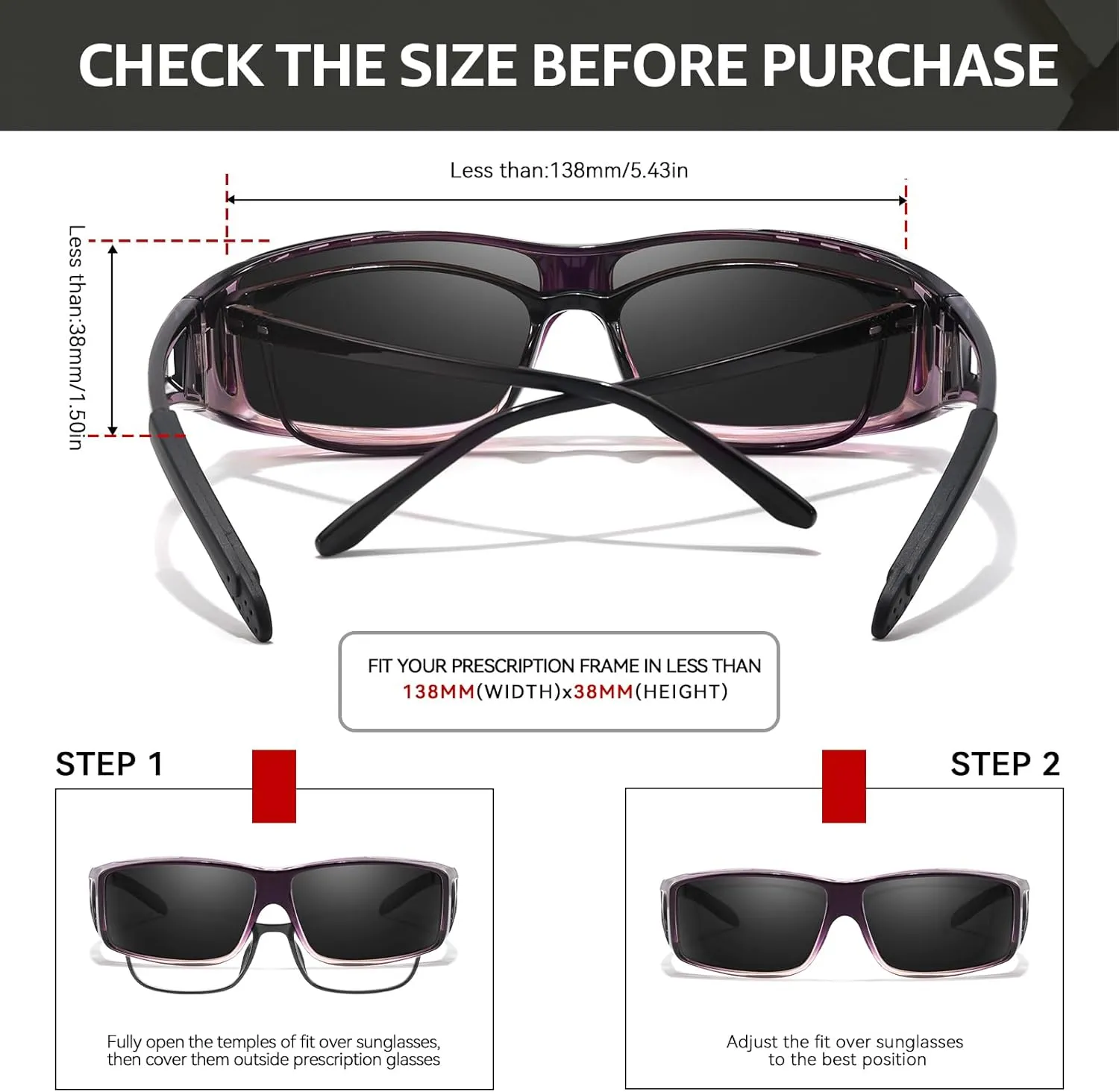 TJUTR Polarized Sunglasses Over Glasses for Men Women, UV Protection Shades Over Prescription Eyeglasses Sun Glasses