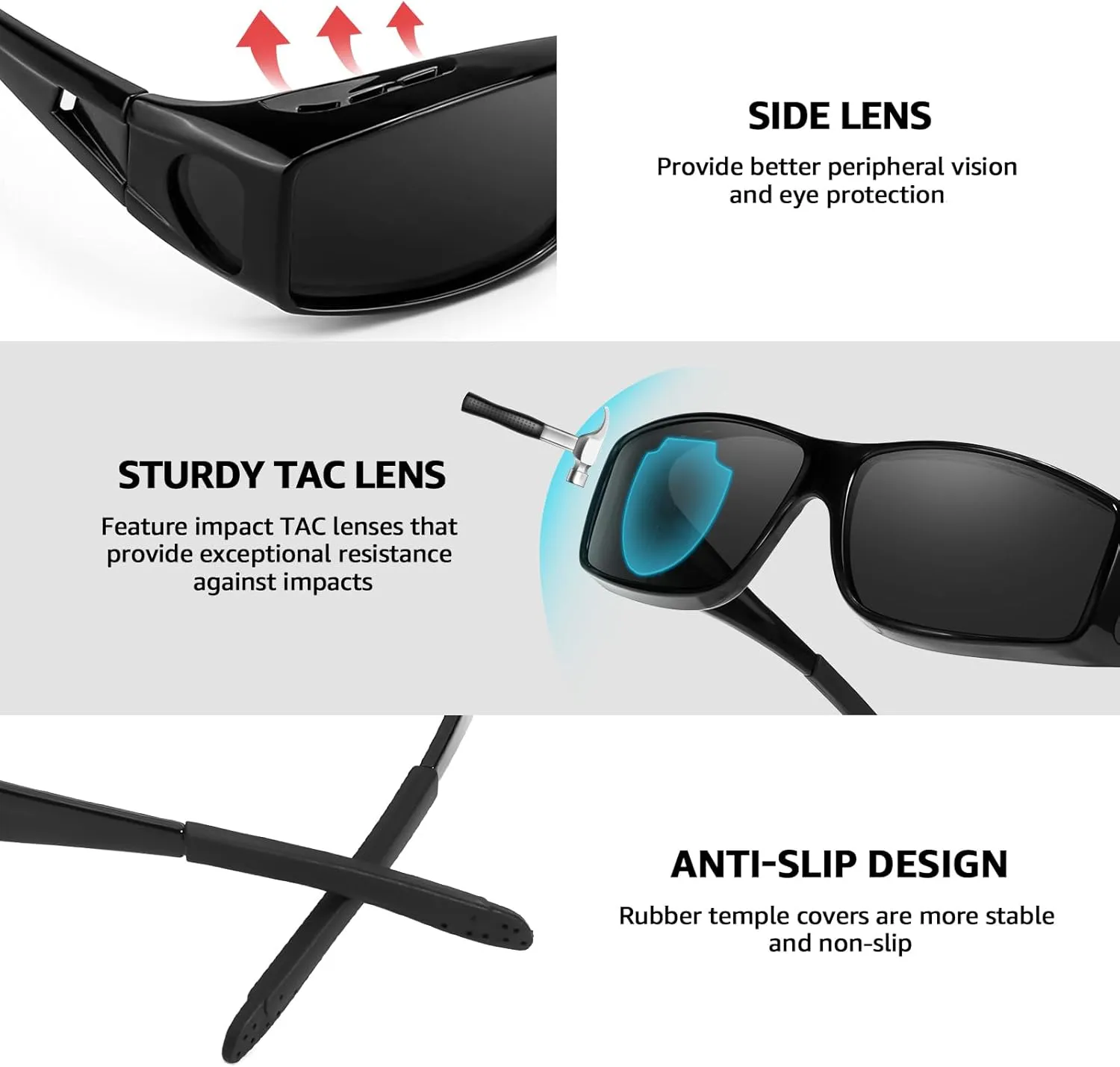 TJUTR Polarized Sunglasses Over Glasses for Men Women, UV Protection Shades Over Prescription Eyeglasses Sun Glasses