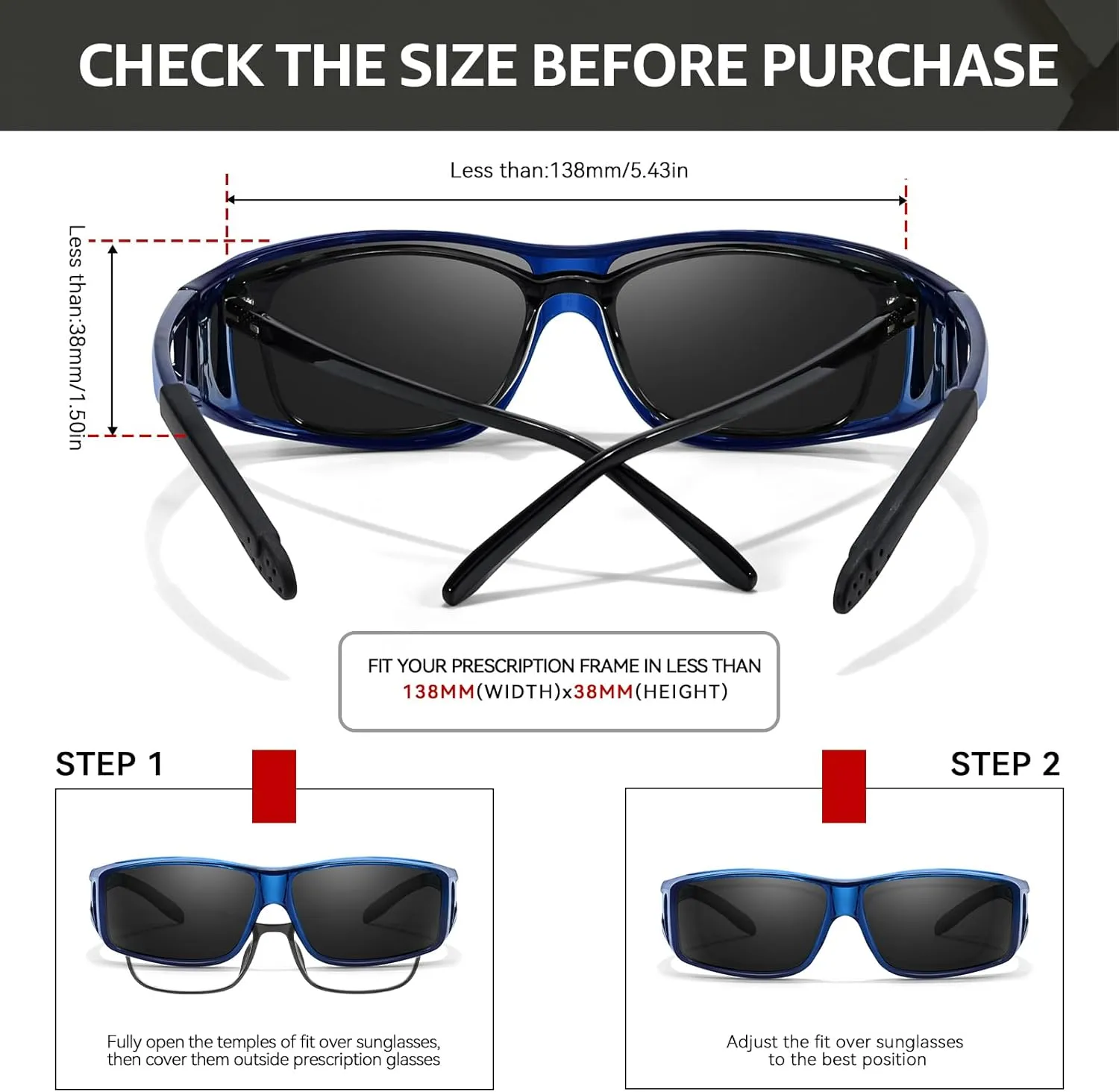 TJUTR Polarized Sunglasses Over Glasses for Men Women, UV Protection Shades Over Prescription Eyeglasses Sun Glasses