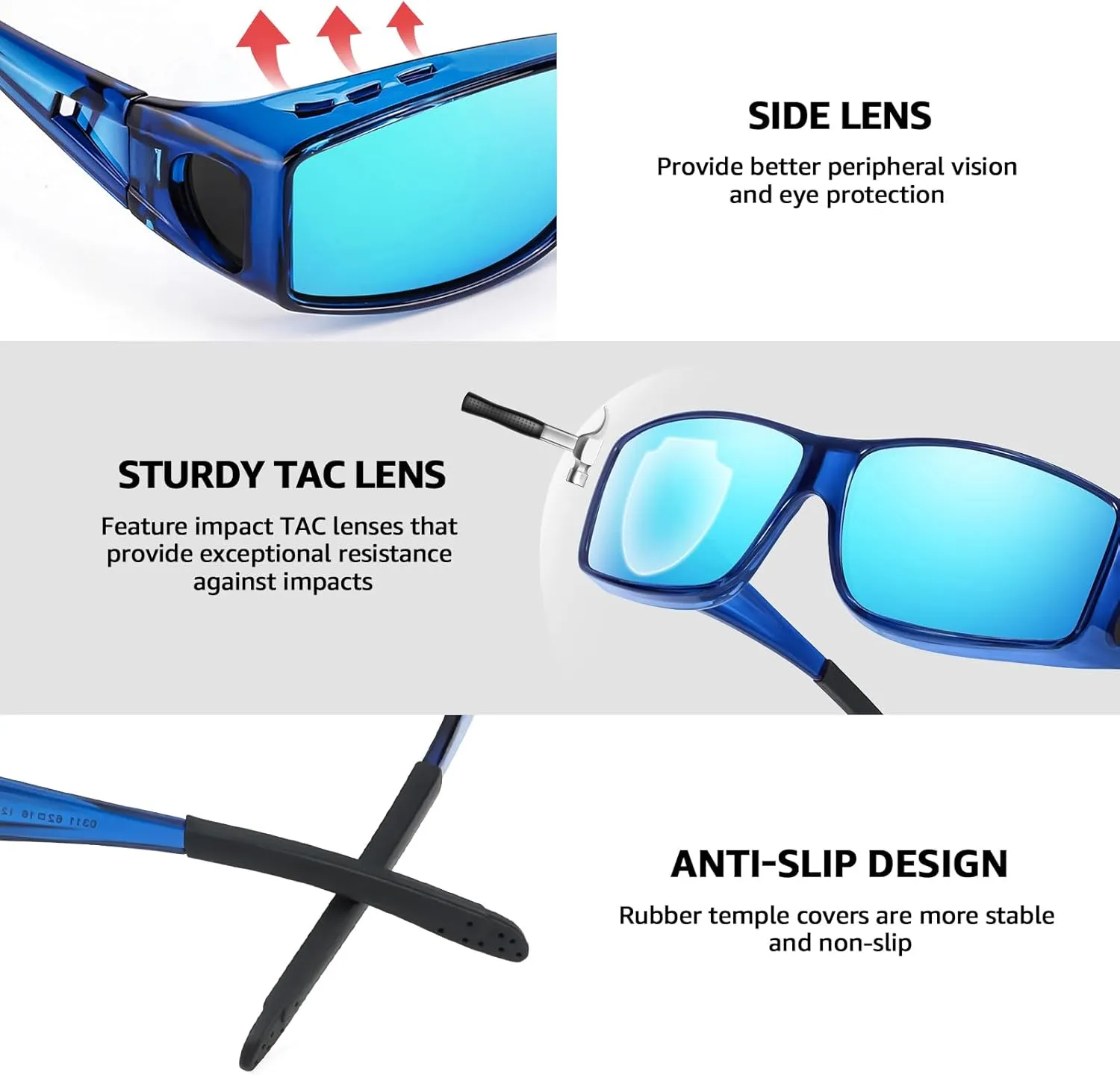 TJUTR Polarized Sunglasses Over Glasses for Men Women, UV Protection Shades Over Prescription Eyeglasses Sun Glasses