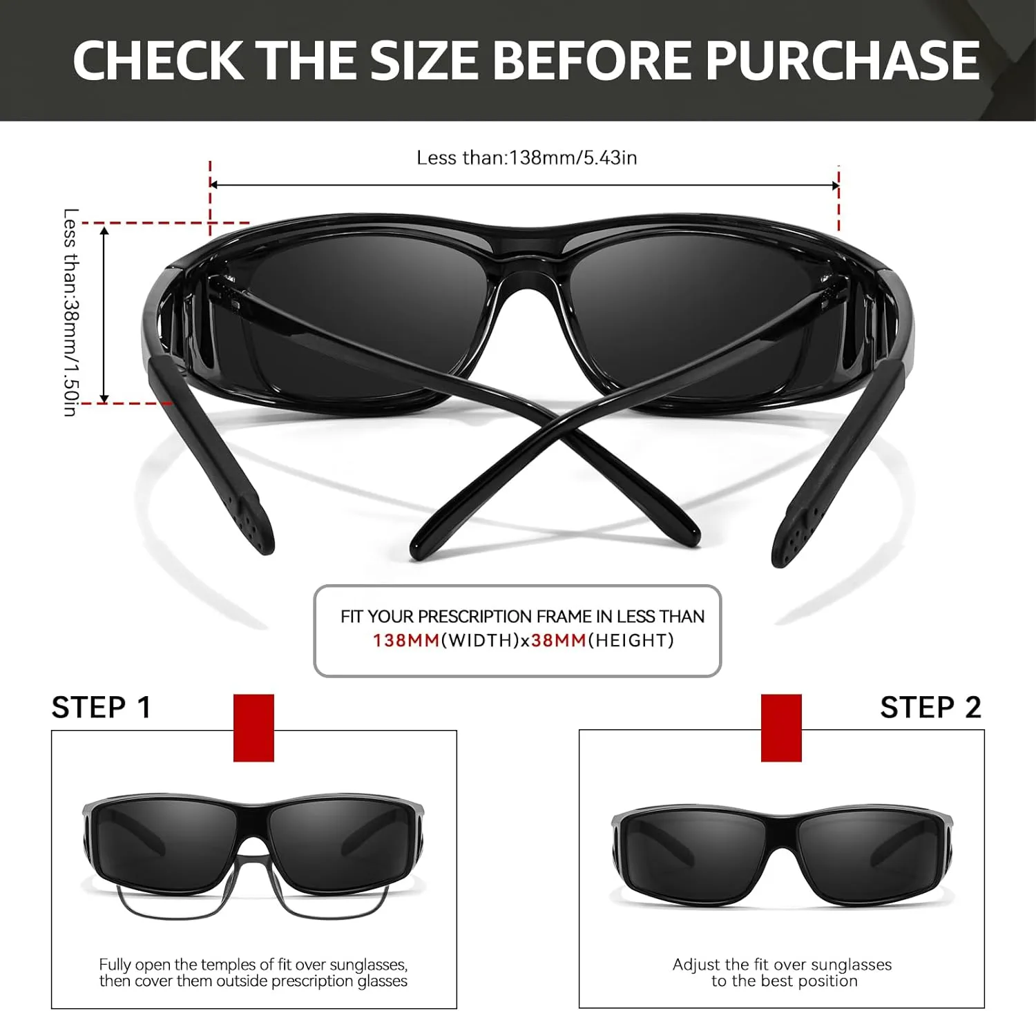TJUTR Polarized Sunglasses Over Glasses for Men Women, UV Protection Shades Over Prescription Eyeglasses Sun Glasses