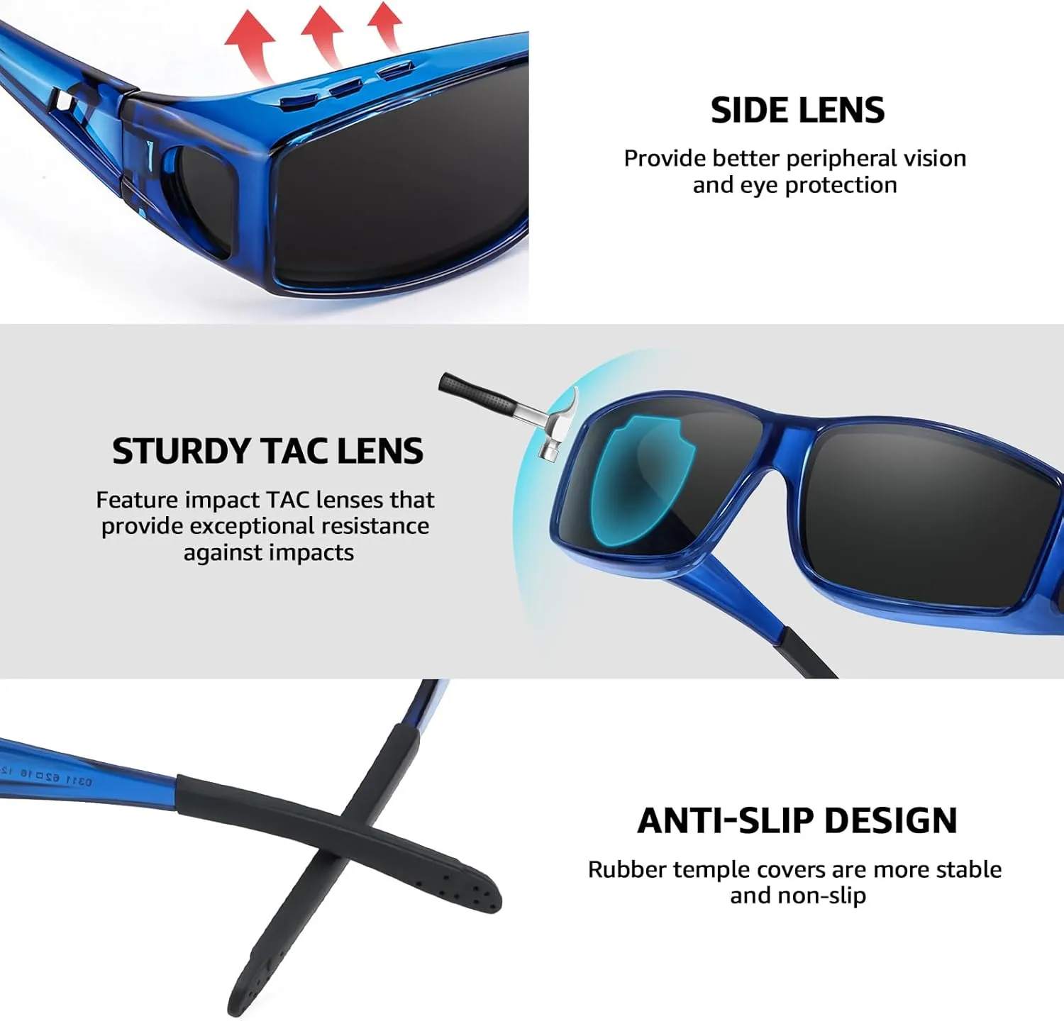 TJUTR Polarized Sunglasses Over Glasses for Men Women, UV Protection Shades Over Prescription Eyeglasses Sun Glasses
